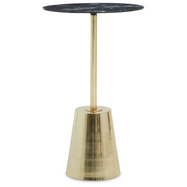 Avola side table with a black marble effect top and sleek gold base perfect for stylish living spaces
