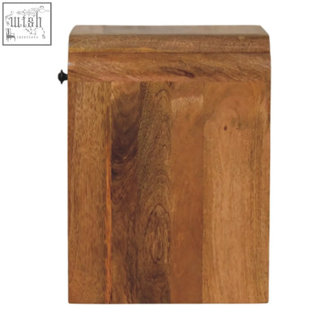 Rustic avora mini chestnut nightstand made of solid mango wood with warm natural finish and visible grain patterns