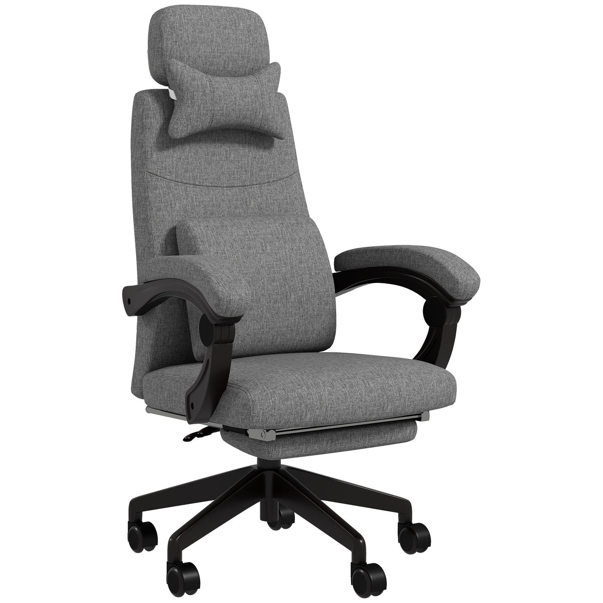 Vinsetto Linen-Look Office Chair, with 160\'c2\'b0 Reclining Back and Footrest - Grey