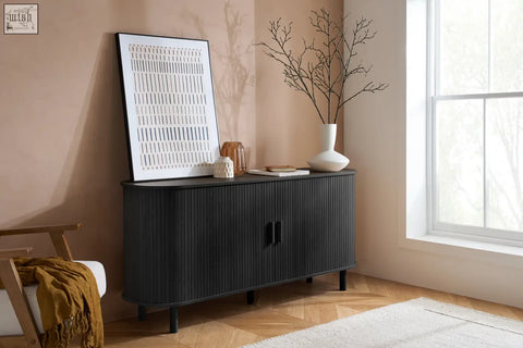 Black ribbed axel 2 door fluted sideboard with sleek modern design and minimalist handles from fluted dining range
