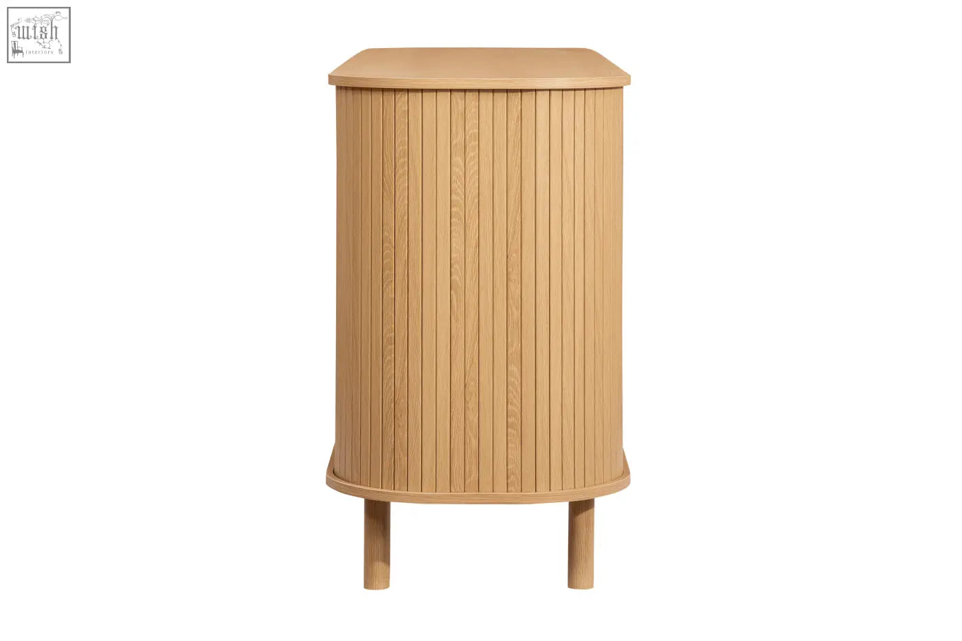 Light oak wood axel 2 door fluted sideboard with vertical slats and rounded edges perfect for fluted dining range