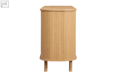 Light oak wood axel 2 door fluted sideboard with vertical slats and rounded edges perfect for fluted dining range
