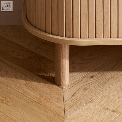 Light oak wood axel 2 door fluted sideboard with vertical slats and rounded edge from fluted dining range