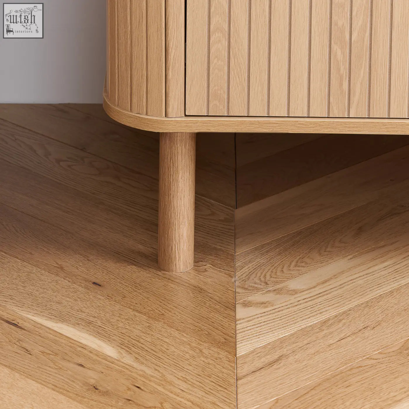 Axel wardrobe 2 door in light oak with vertical slats and rounded edge from exquisite fluted bedroom range