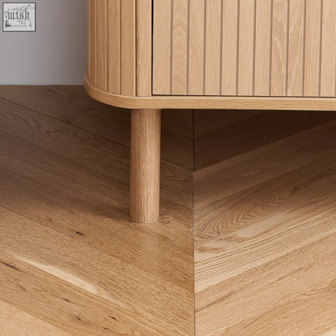 Axel wardrobe 2 door in light oak with vertical slats and rounded edge from exquisite fluted bedroom range