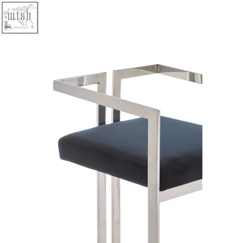 Azalea bar stool with sleek chrome frame and plush black velvet seat perfect for modern bar setups