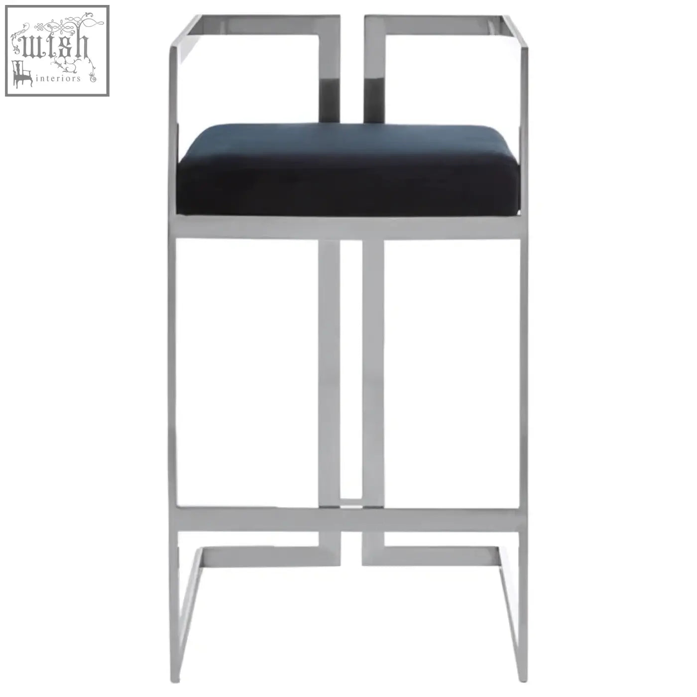 Modern azalea bar stool with silver chrome frame and black upholstered seat perfect for stylish bar seating