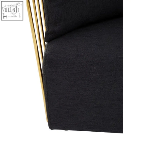 Azalea black fabric and metal chair with black upholstered seat and sleek gold metal frame perfect metal chair option