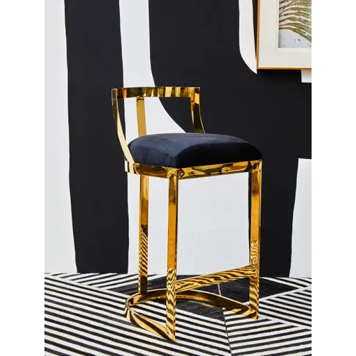 Azalea Black Velvet Bar Stool