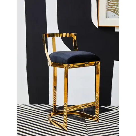 Azalea Black Velvet Bar Stool
