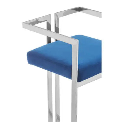 Azalea Blue Velvet Bar Stool With Silver Frame