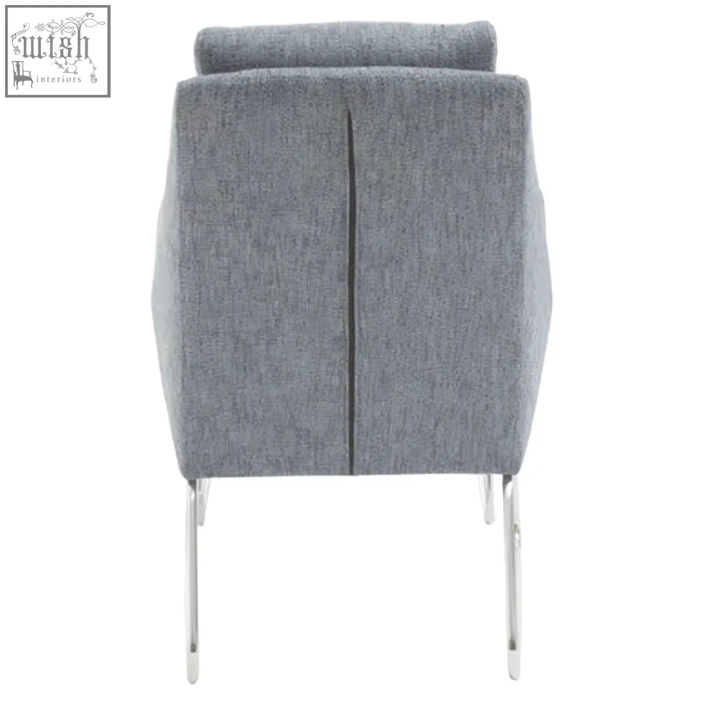 Azalea grey fabric lounge chair with grey fabric upholstery and sleek chrome legs for stylish comfort