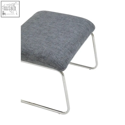 Gray upholstered footstool with sleek chrome legs from azalea grey fabric lounge chair and footstool set