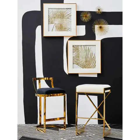 Azalea Ivory And Gold Finish Bar Stool