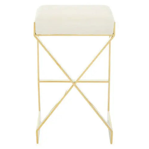 Azalea Ivory And Gold Finish Bar Stool