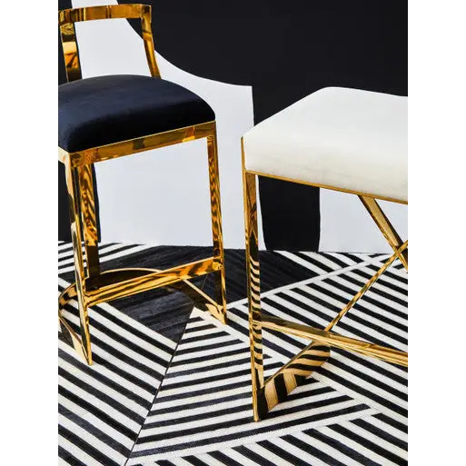 Azalea Ivory And Gold Finish Bar Stool