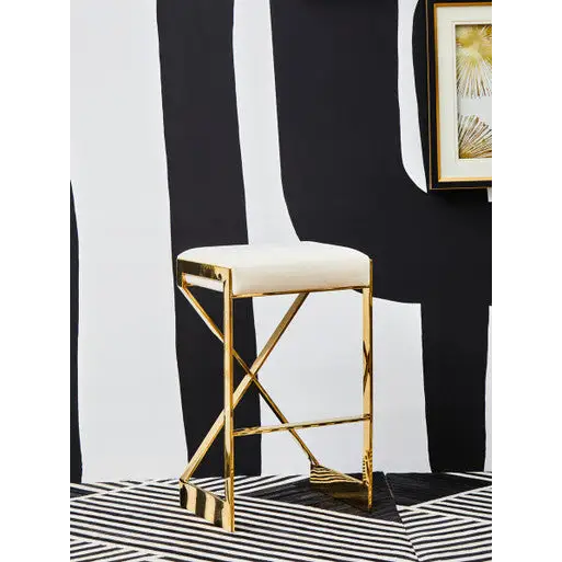 Azalea Ivory And Gold Finish Bar Stool