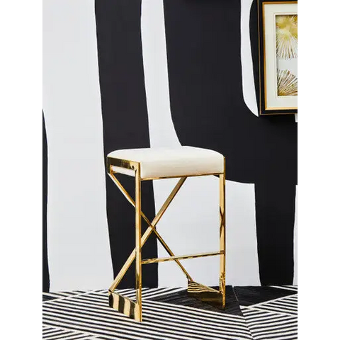 Azalea Ivory And Gold Finish Bar Stool