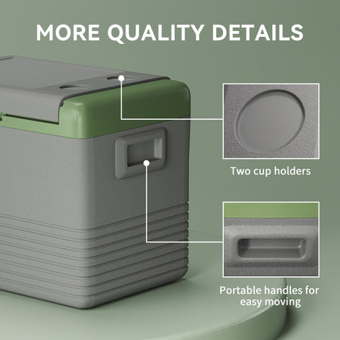 Outsunny 40L Portable Car Refrigerator - Light Green and Grey