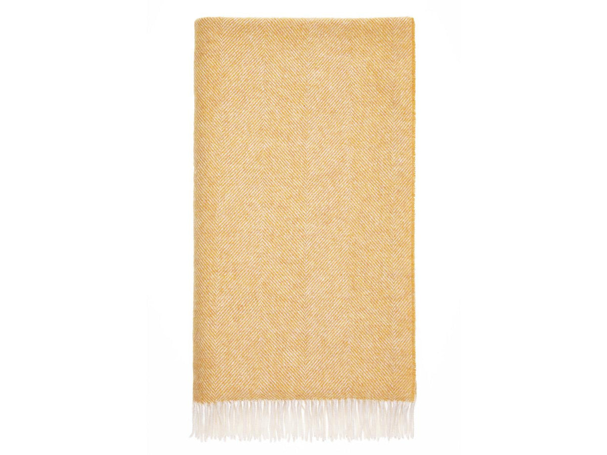 Herringbone Shetland Pure New Wool Throw - Orange