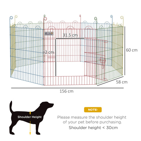 PawHut Pet Playpen Crate, with Eight Panels, Door, for Indoors and Outdoors, 60H x \'ce\'a6156cm