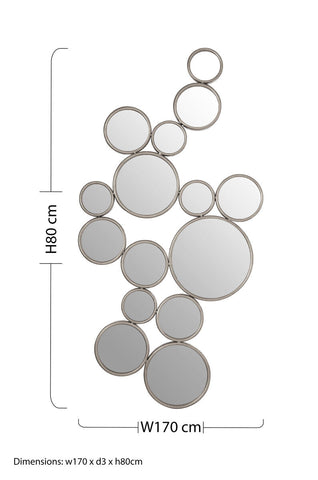 Zariah Large Silver Multi Circle Wall Mirror
