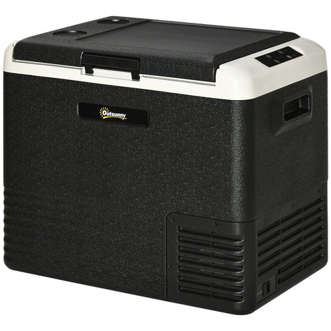 Outsunny 50L Car Refrigerator, Portable Compressor Car Fridge Freezer, Electric Cooler Box with 12/24V DC and 110-240V AC for Camping, Driving, Picnic, Down to -20\'e2\'84\'83