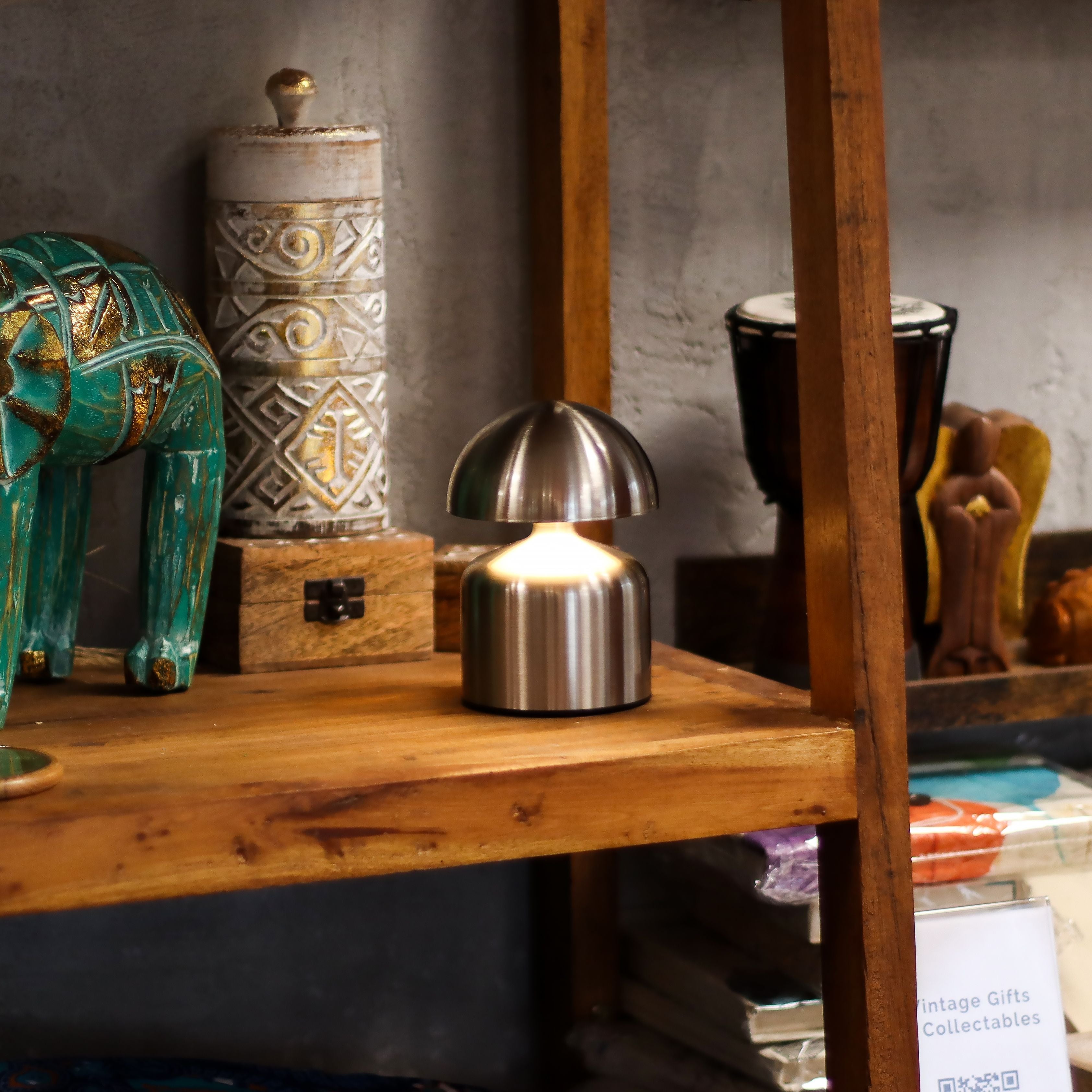 Touch Lamp - Dome Mushroom Silver - USB (C) - Rechargable  (400 Watt)