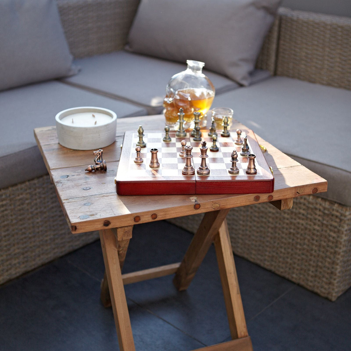 Recycled Teak Wood Square Folding Coffee Table 50x50x50cm