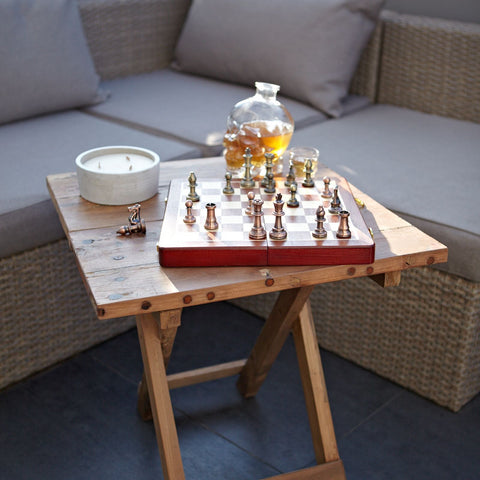 Recycled Teak Wood Square Folding Coffee Table 50x50x50cm