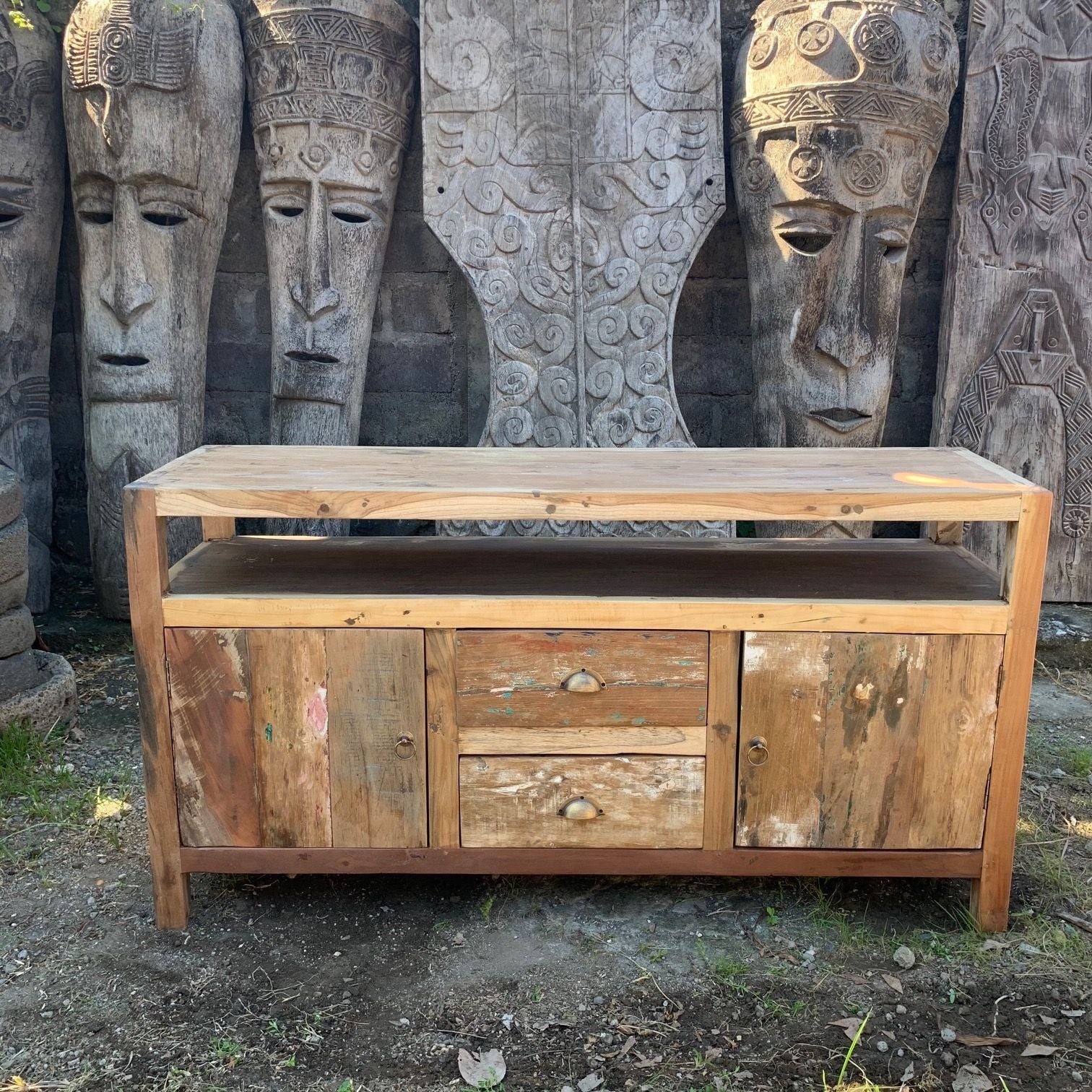 Recycled Teak Wood Large TV Stand  140x40x75cm