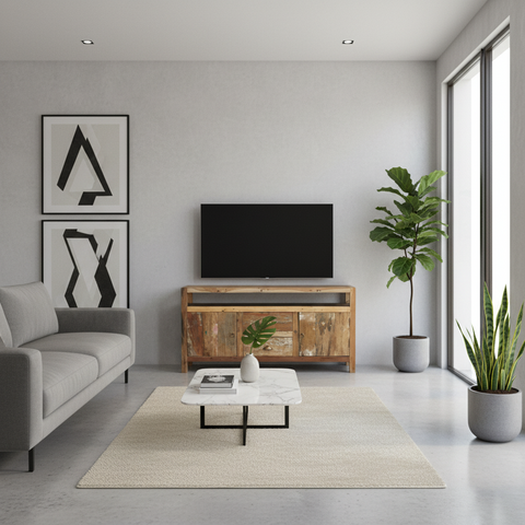 Recycled Teak Wood Large TV Stand  140x40x75cm