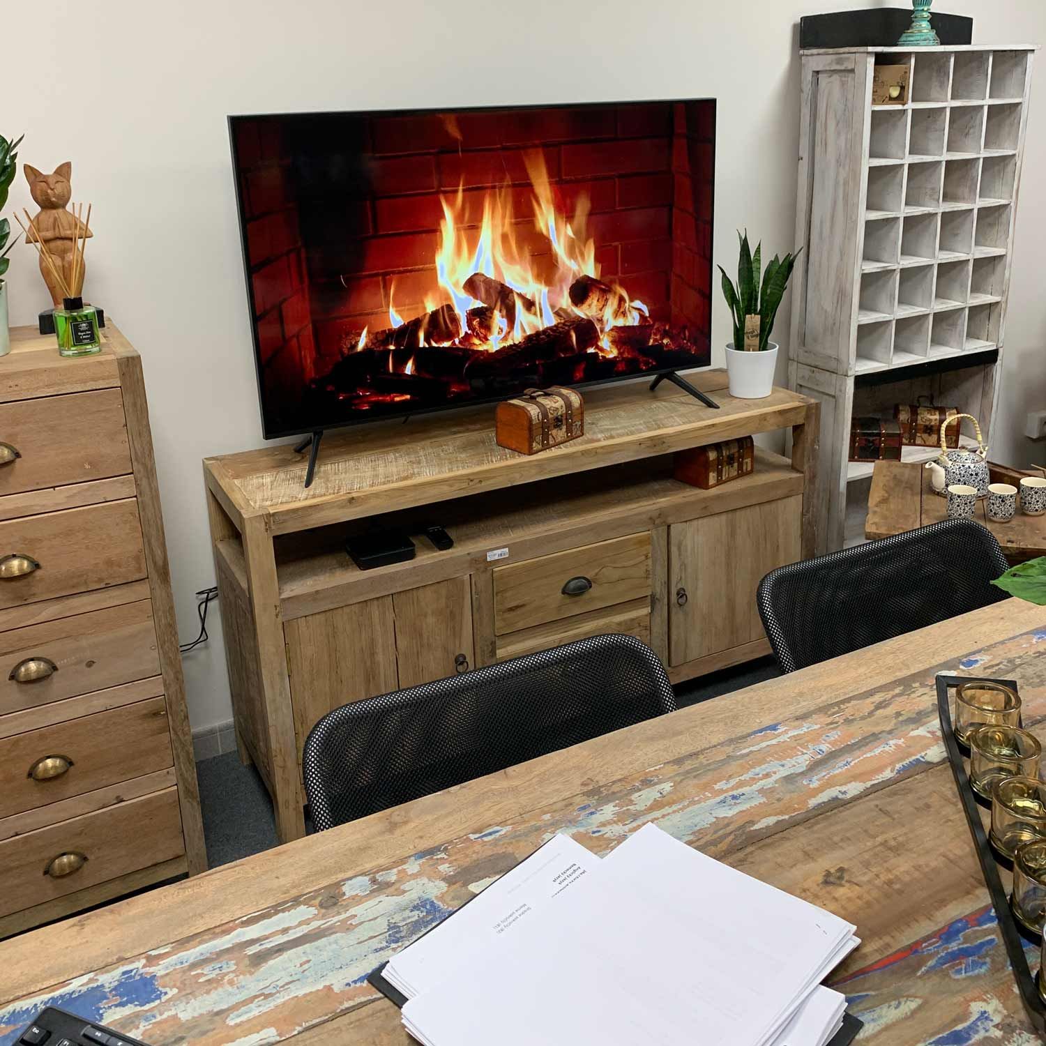 Recycled Teak Wood Large TV Stand  140x40x75cm