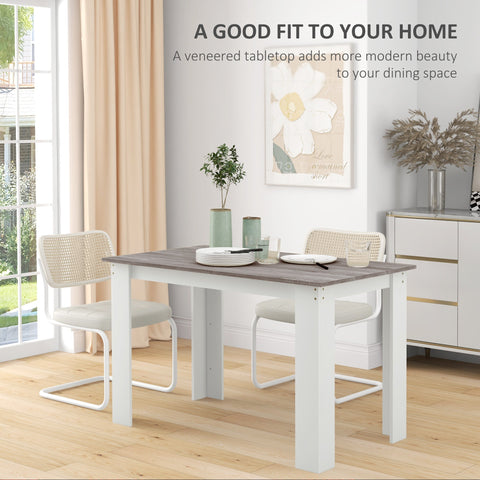 HOMCOM Dining Table for 4-6 People, Kitchen Table with Wood Effect for Dining Room, Grey