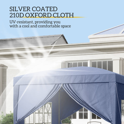 Outsunny 3 x 3(m) Pop Up Gazebo, Water and UV Resistant Party Tent Camping Canopy Marquee with Carry Bag, Blue