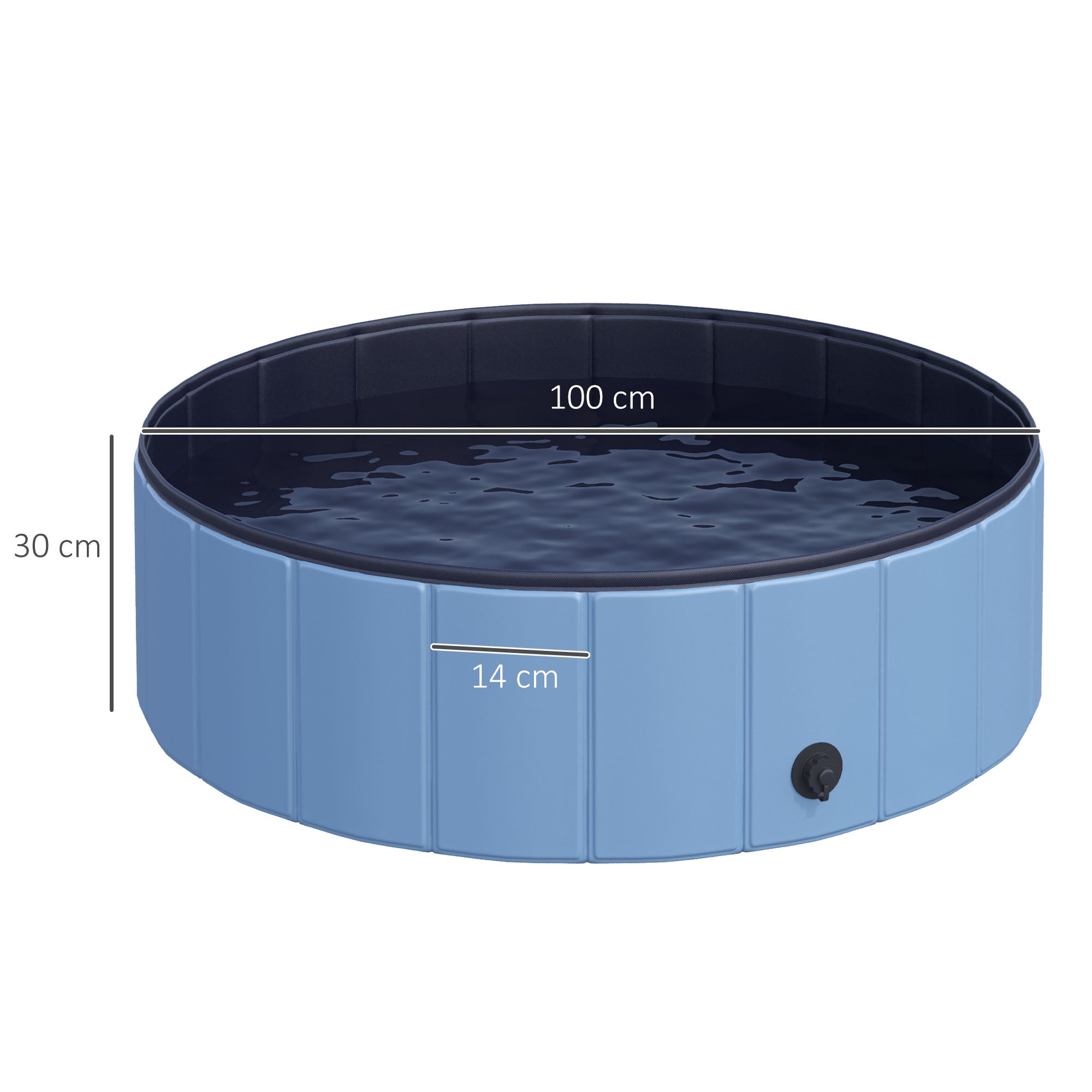 PawHut Foldable Dog Paddling Pool Pet Cat Swimming Pool Indoor/Outdoor Collapsible Summer Bathing Tub Shower Tub Puppy Washer (Φ100 x 30H cm, Blue)