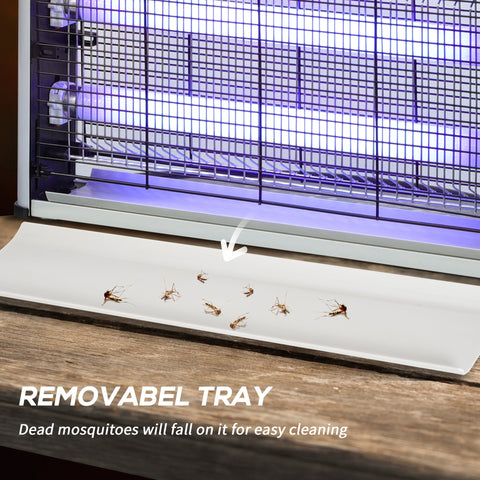 Outsunny Free Standing Wall Hanging 30W Electric Fly Mosquito Killer 60\'e3\'8e\'a1  Coverage Electric Fly Zapper, Bug Zapper, Insect Killer Silver