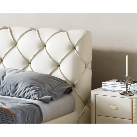 Baal King Size / Super King Size Bed Leather With Beside Table