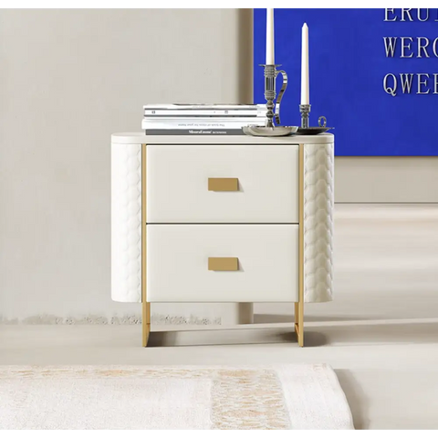 Baal King Size / Super King Size Bed Leather With Beside Table