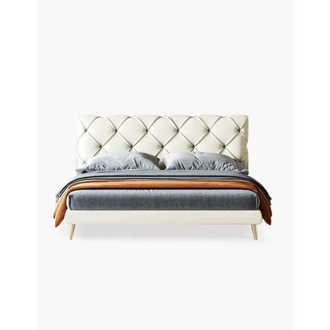 Baal King Size / Super King Size Bed Leather With Beside Table