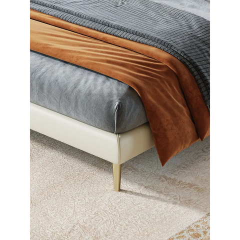 Baal King Size / Super King Size Bed Leather With Beside Table