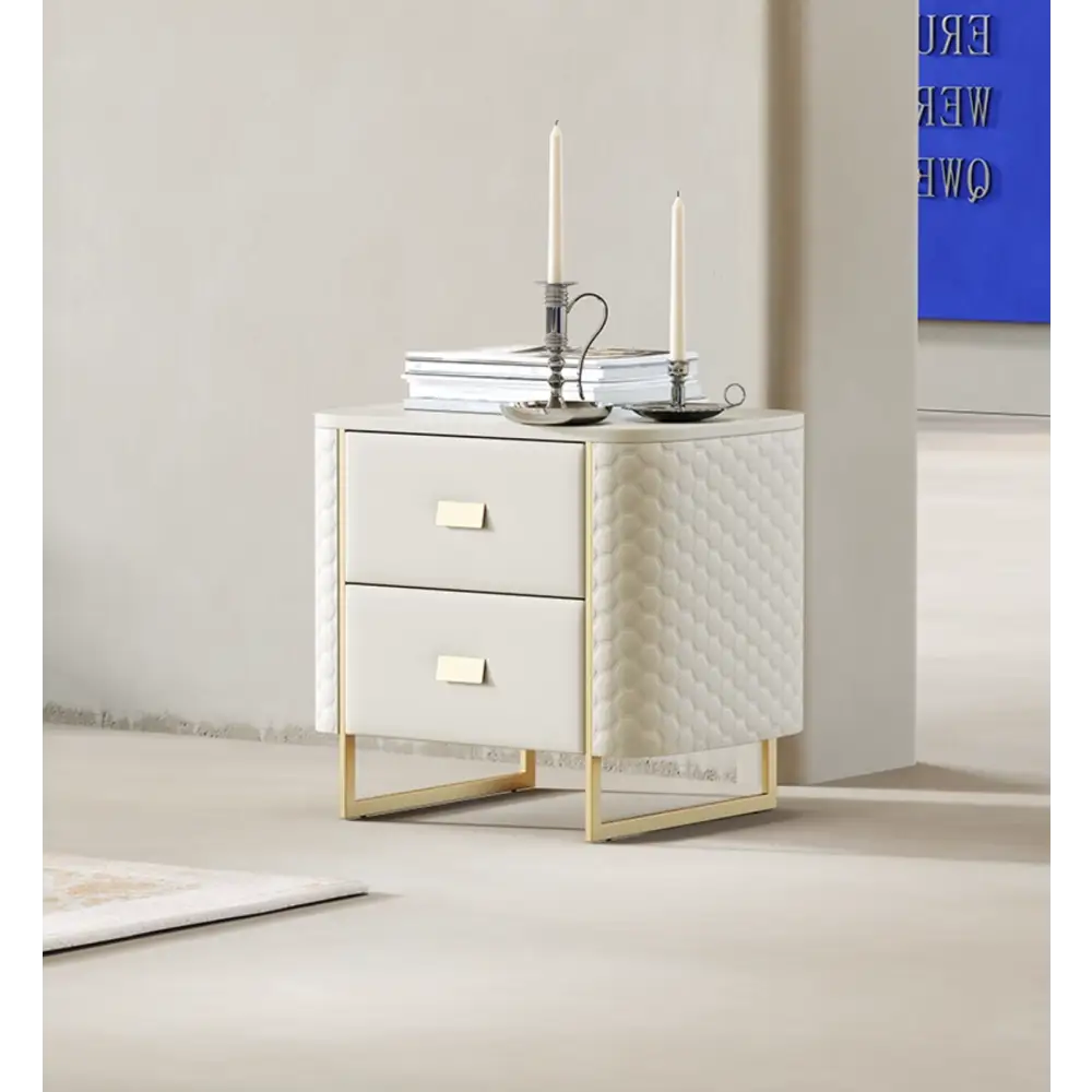 Baal King Size / Super King Size Bed Leather With Beside Table