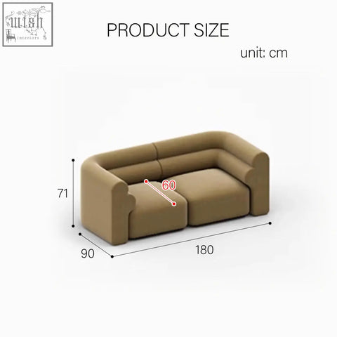 Tan velvet bae three seater corner sofa with a clean minimalist design and soft cushioned seating modular sofa