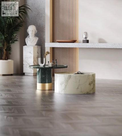 Dark green marble coffee table set with gold base minimalist design perfect modern coffee table or table set