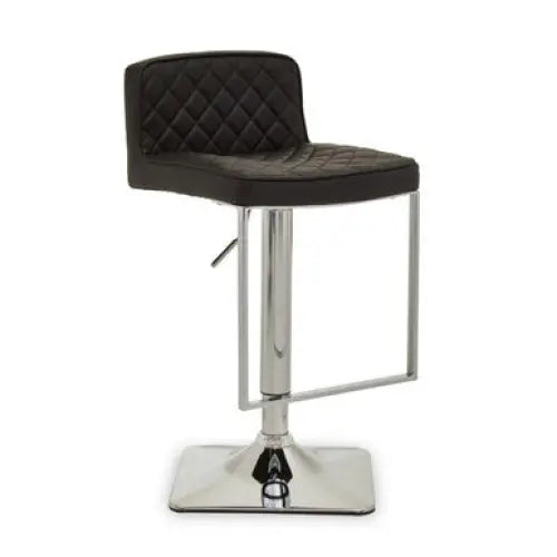 Baina Black And Chrome Bar Stool With Square Base