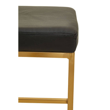 Baina black finish bar stool with black leather seat and gold finish bar metal legs for stylish seating