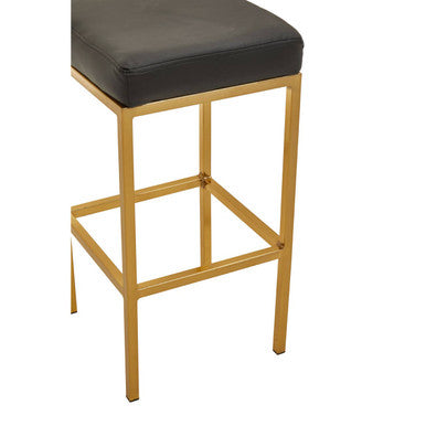 Baina black and gold finish bar stool with black leather seat and gold metal frame perfect for finish bar stool setups