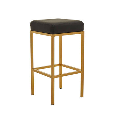 Baina black leatherette bar stool with gold finish metal frame perfect for a stylish gold finish bar setup