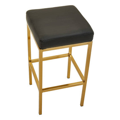 Baina black square bar stool with black leatherette seat and gold finish metal frame for stylish finish bar stool setup