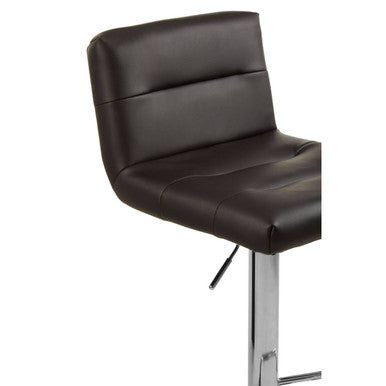 Baina black seat bar stool with brown leather seat and chrome base for a sleek modern seat bar setup